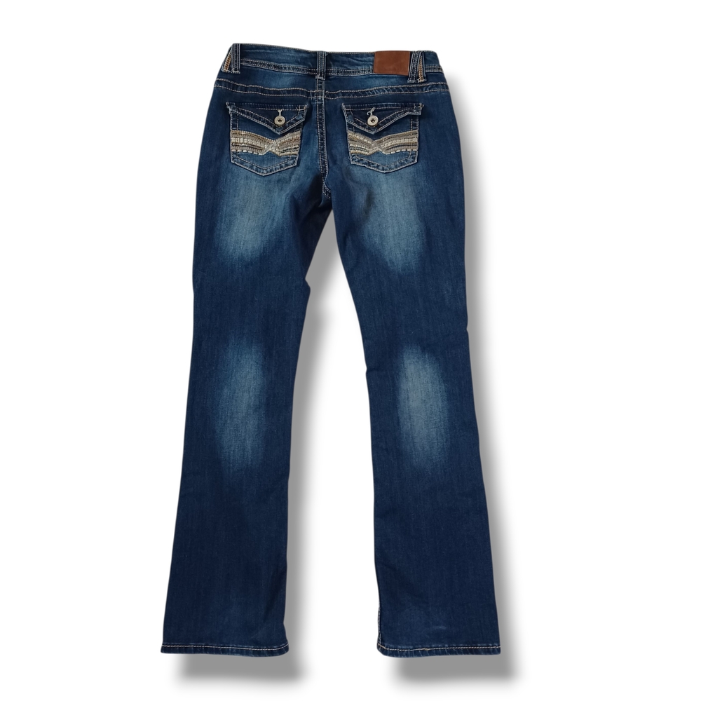 Maurices Women's Jeans Bootcut Midrise Dark Wash Thick Stitch Size 7/8 Size 8